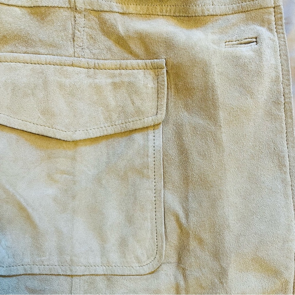 Ann Taylor Suede Leather Jacket Button Blazer Beige Neutral Size 12 - Picture 5 of 10